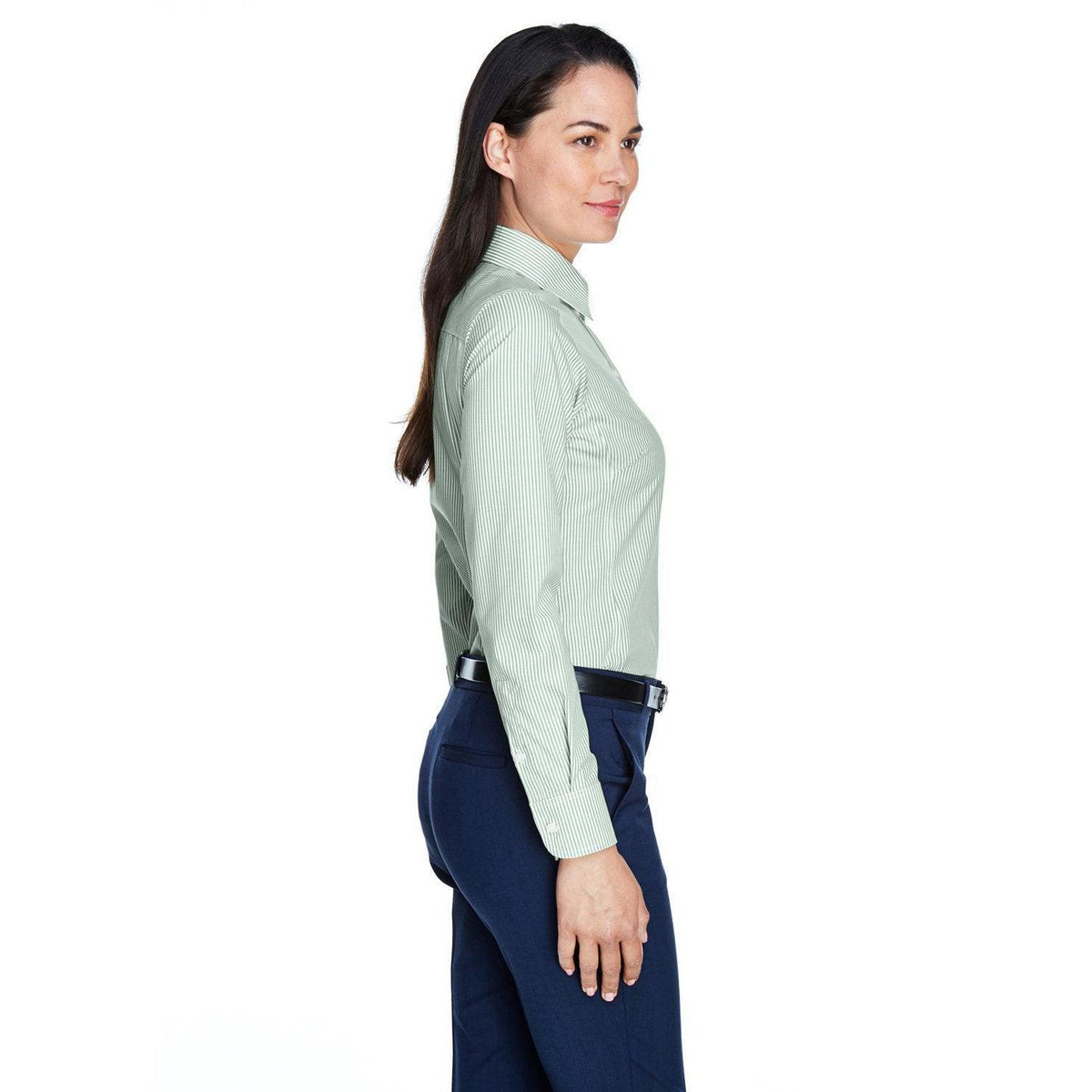 no-logo Devon & Jones Ladies Crown Woven Banker Stripe-Ladies Dress Shirts-Devon&Jones-Thread Logic