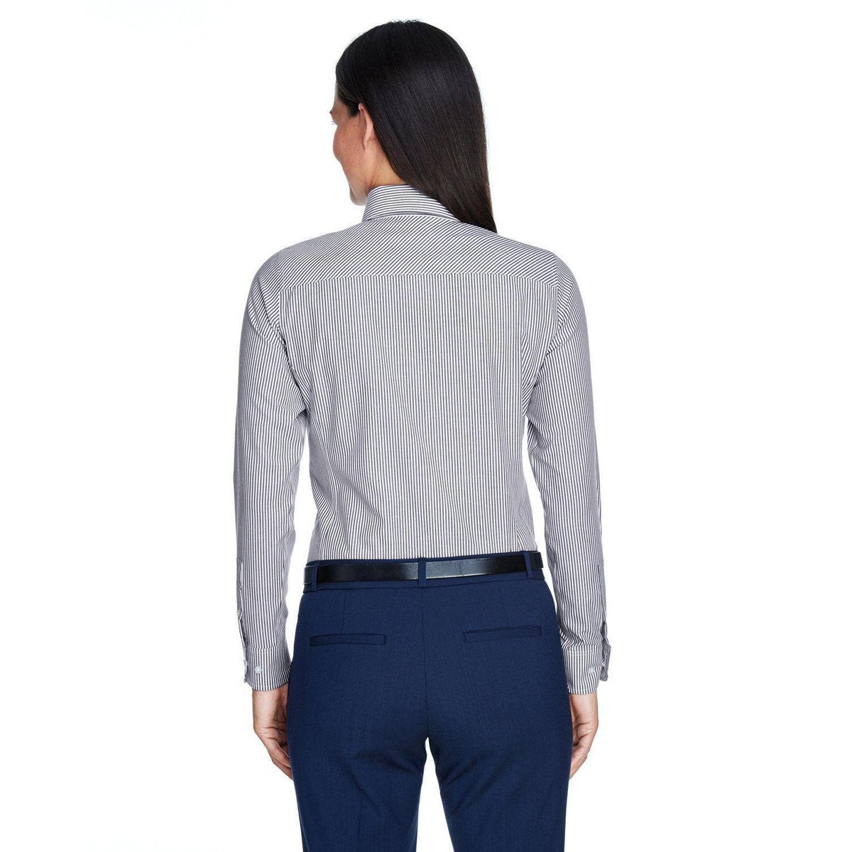 no-logo Devon & Jones Ladies Crown Woven Banker Stripe-Ladies Dress Shirts-Devon&Jones-Thread Logic