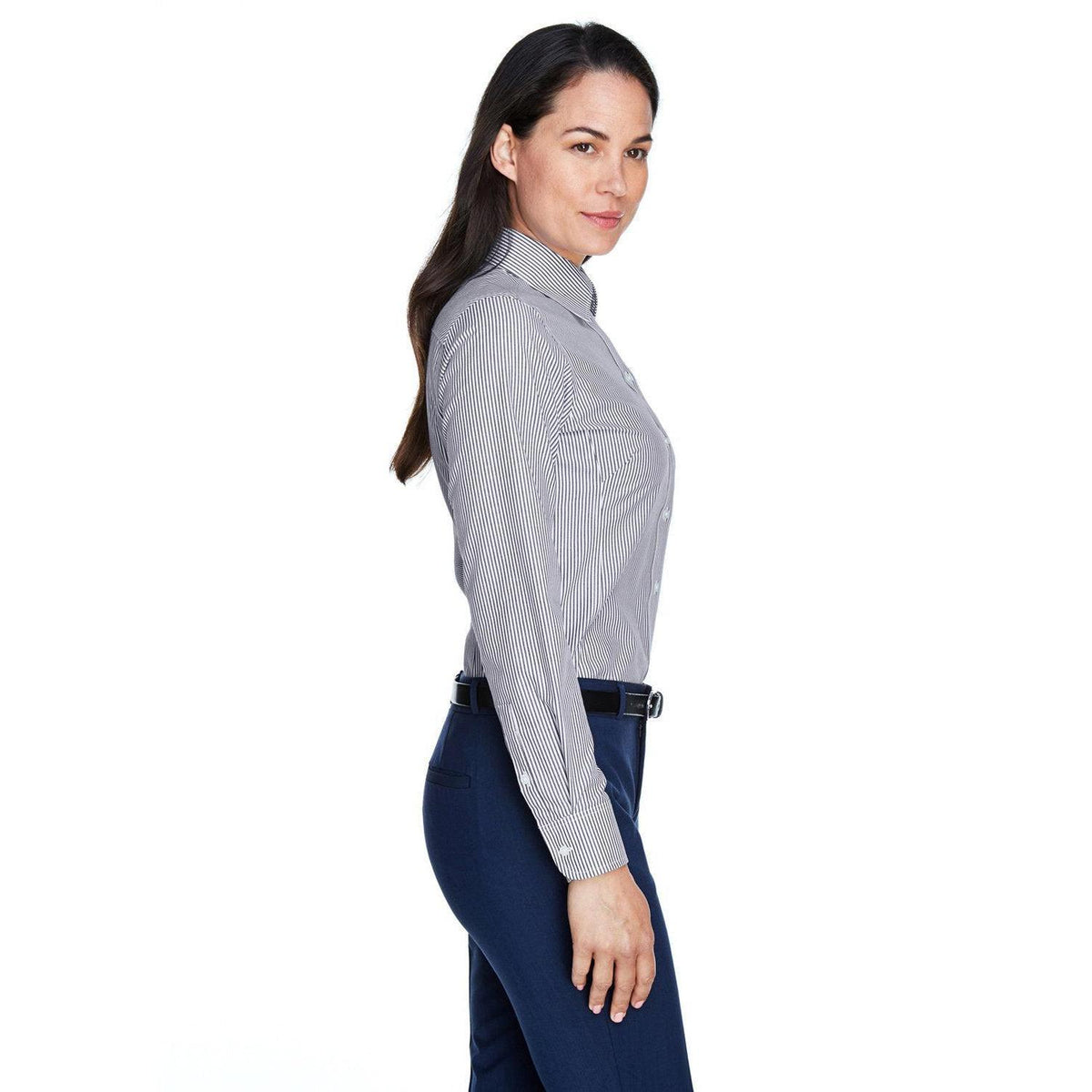 no-logo Devon & Jones Ladies Crown Woven Banker Stripe-Ladies Dress Shirts-Devon&Jones-Thread Logic
