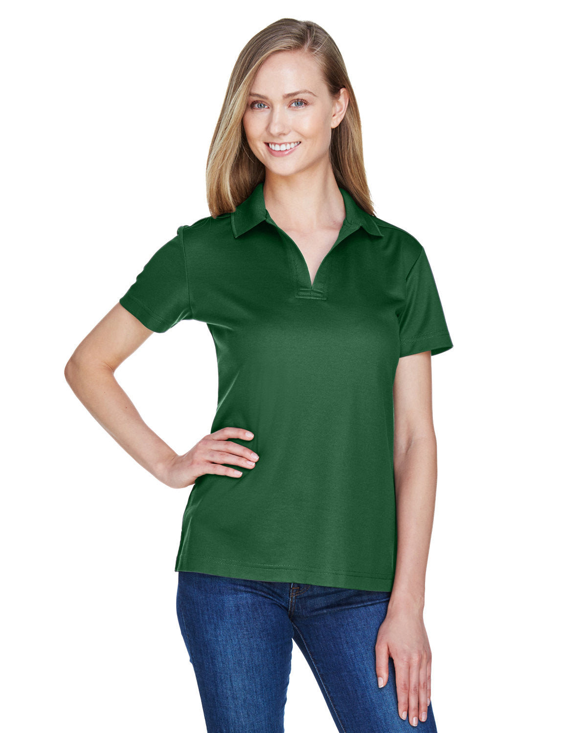  Devon & Jones Ladies CrownLux Performance Plaited Polo-Ladies Polos-Devon&Jones-Forest-S-Thread Logic
