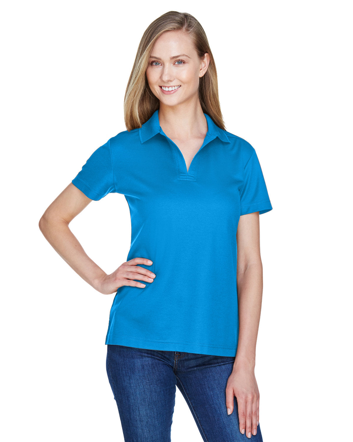  Devon & Jones Ladies CrownLux Performance Plaited Polo-Ladies Polos-Devon&Jones-Ocean Blue-S-Thread Logic