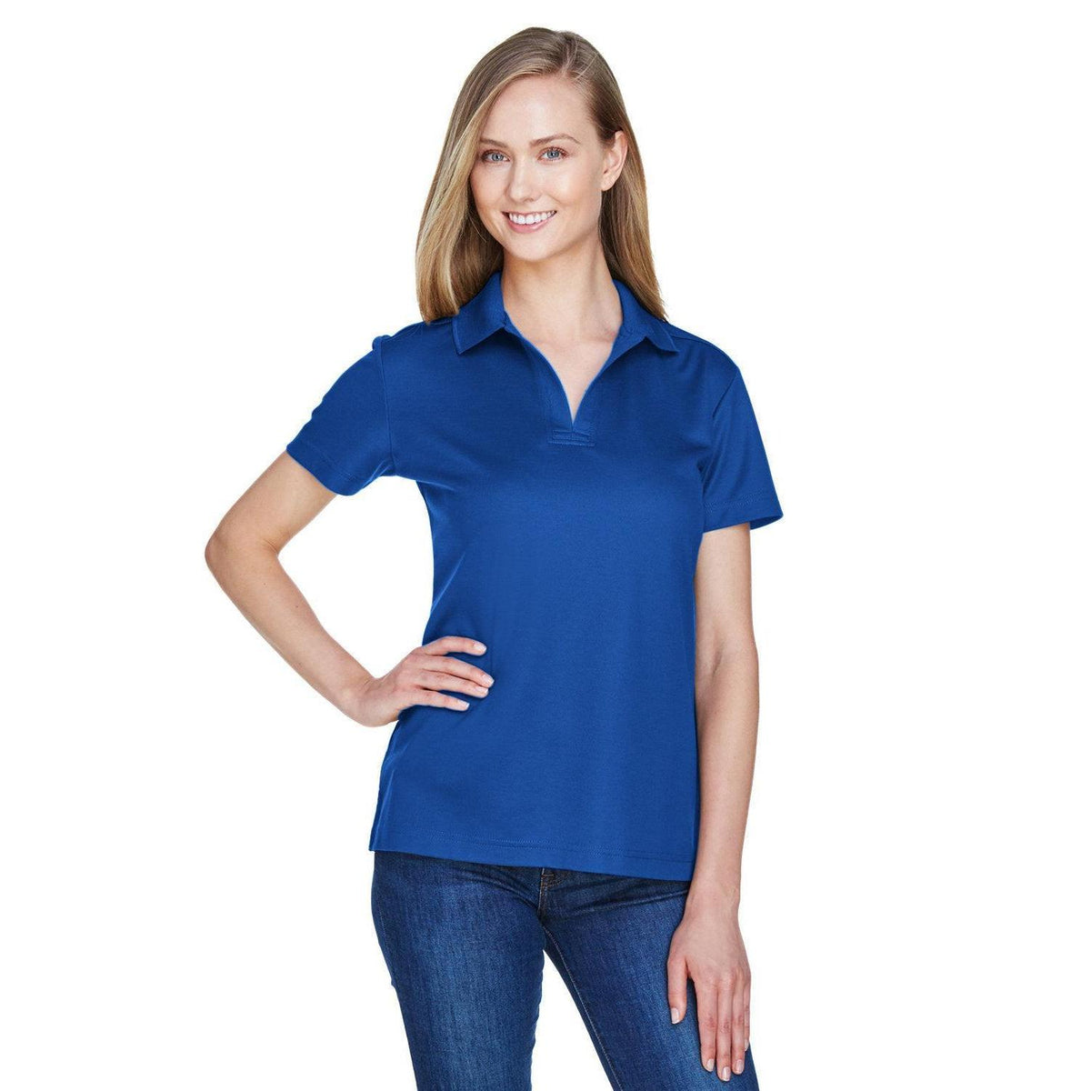 logo-left  Devon & Jones Ladies CrownLux Performance Plaited Polo-Ladies Polos-Devon&Jones-Royal-S-Thread Logic