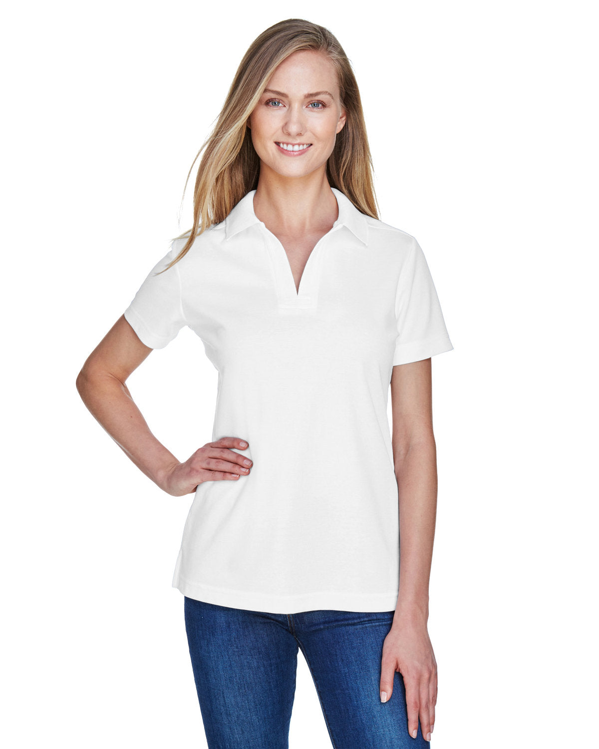  Devon & Jones Ladies CrownLux Performance Plaited Polo-Ladies Polos-Devon&Jones-White-S-Thread Logic