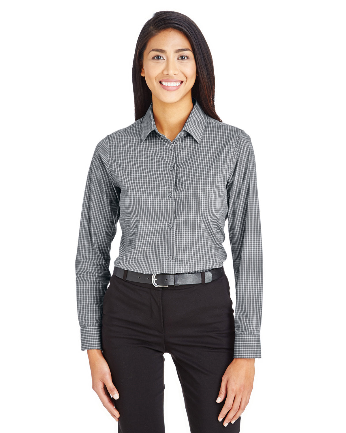  Devon & Jones Ladies CrownLux Performance Tonal Mini Check Shirt-Ladies Dress Shirts-Devon&Jones-Graphite-S-Thread Logic