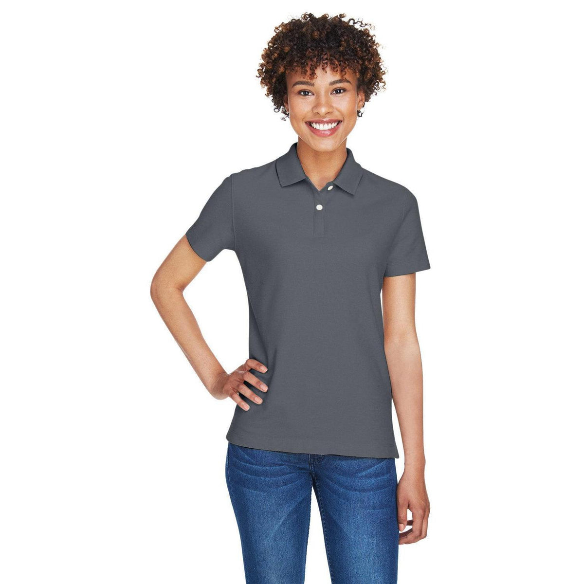 no-logo  Devon & Jones Ladies DryTec20 Performance Polo-Ladies Polos-Devon&Jones-Graphite-S-Thread Logic