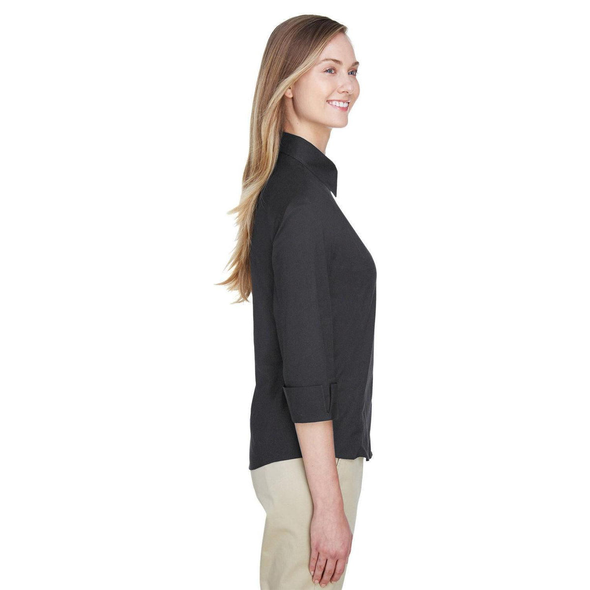 no-logo Devon & Jones Ladies Perfect Fit 3/4-Sleeve Stretch Poplin Blouse-Ladies Dress Shirts-Devon&Jones-Thread Logic