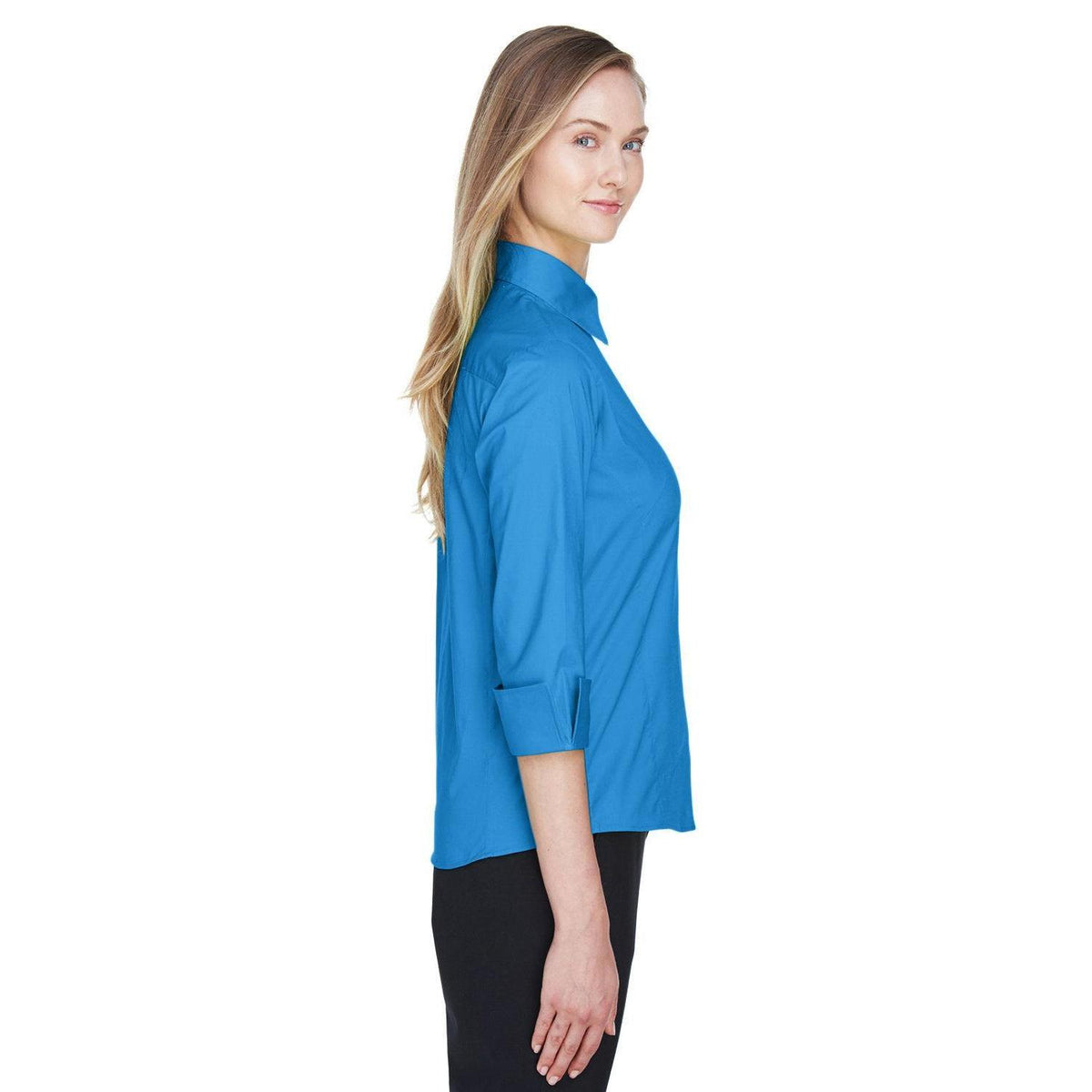 no-logo Devon & Jones Ladies Perfect Fit 3/4-Sleeve Stretch Poplin Blouse-Ladies Dress Shirts-Devon&Jones-Thread Logic