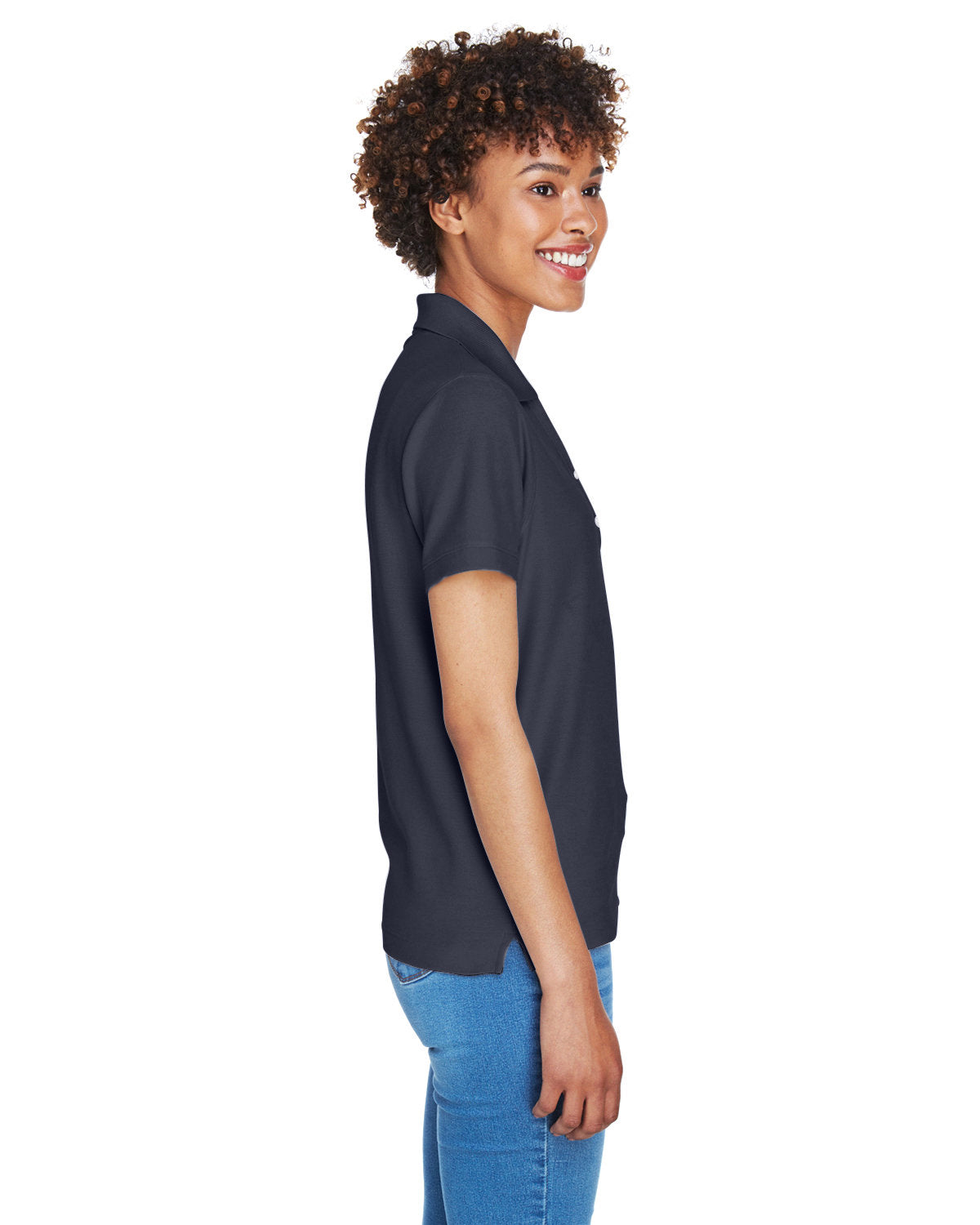 no-logo Devon & Jones Ladies Pima Pique Short-Sleeve Y-Collar Polo-Ladies Polos-Devon&Jones-Thread Logic