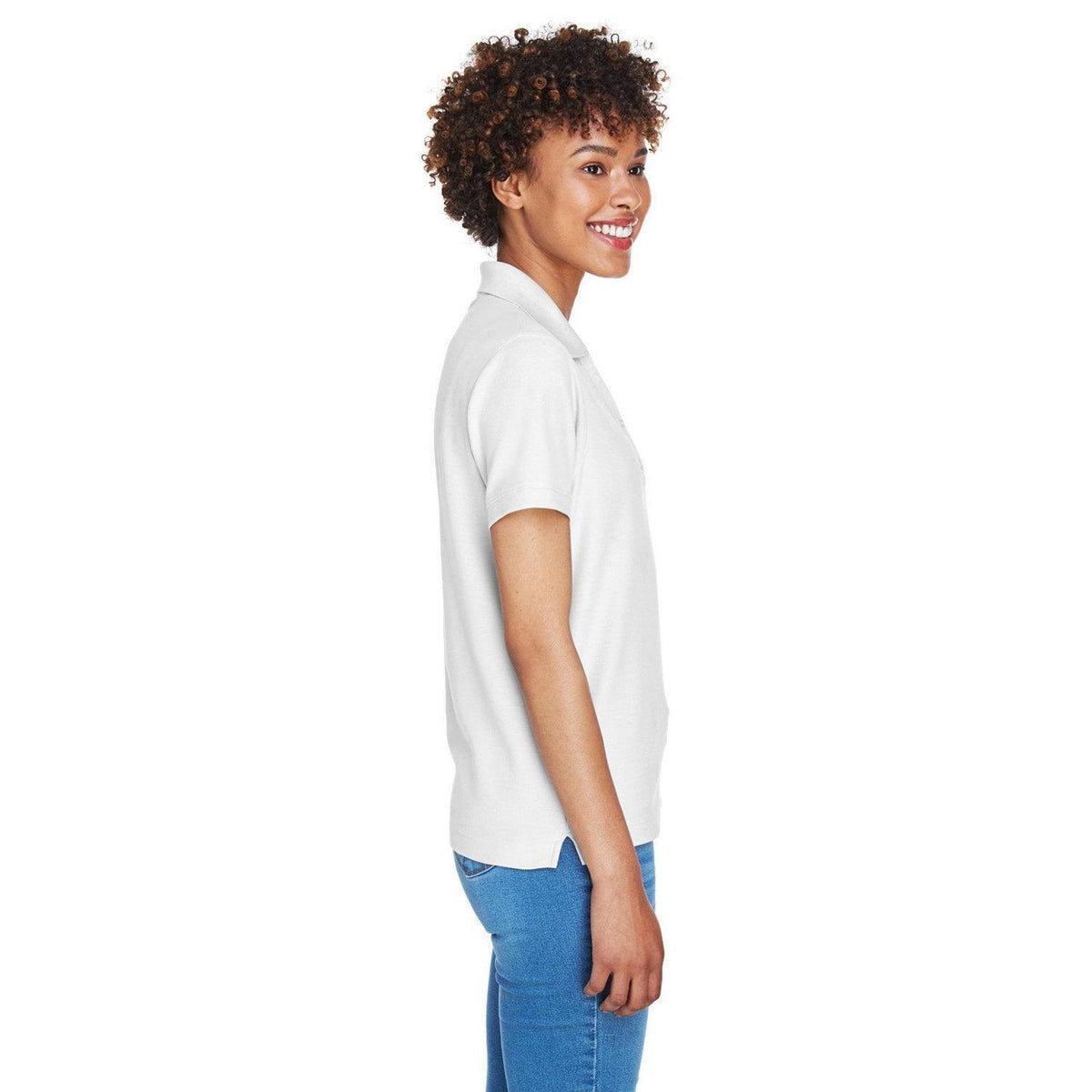 no-logo Devon & Jones Ladies Pima Pique Short-Sleeve Y-Collar Polo-Ladies Polos-Devon&Jones-Thread Logic