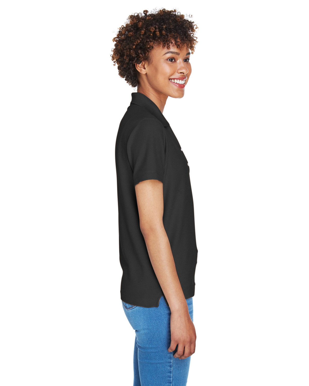 no-logo Devon & Jones Ladies Pima Pique Short-Sleeve Y-Collar Polo-Ladies Polos-Devon&Jones-Thread Logic