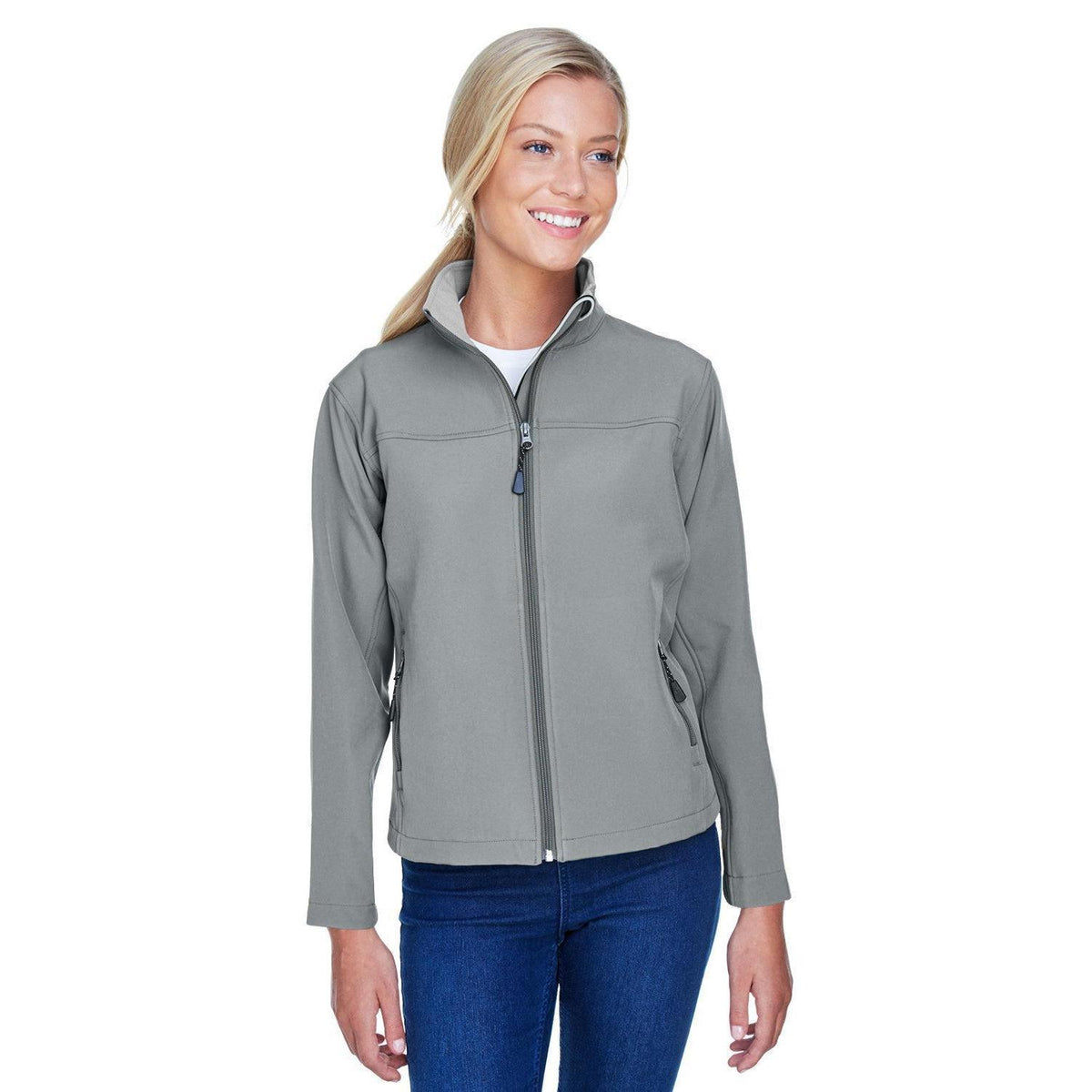 logo-left  Devon & Jones Ladies Soft Shell Jacket-Ladies Jackets-Devon&Jones-Charcoal-S-Thread Logic