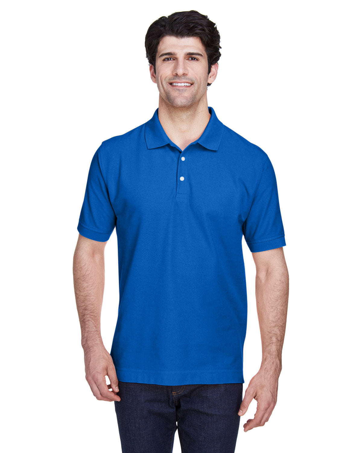  Devon & Jones Pima Pique Short-Sleeve Polo-Men's Polos-Devon&Jones-French Blue-S-Thread Logic