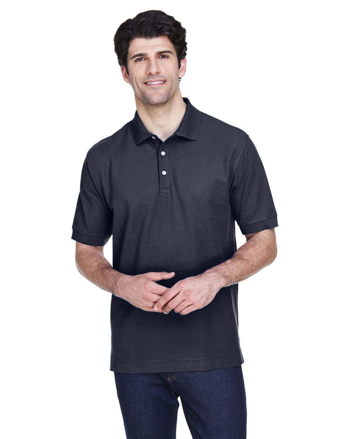  Devon & Jones Pima Pique Short-Sleeve Polo-Men's Polos-Devon&Jones-Navy-S-Thread Logic
