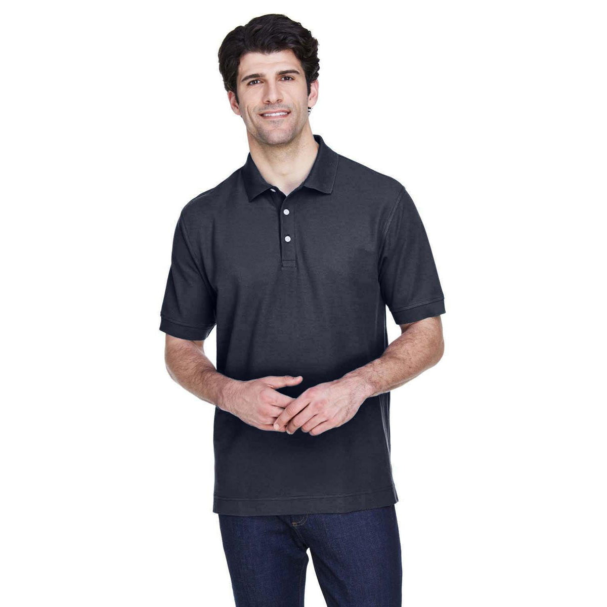 no-logo  Devon & Jones Pima Pique Short-Sleeve Polo-Men's Polos-Devon&Jones-Navy-S-Thread Logic