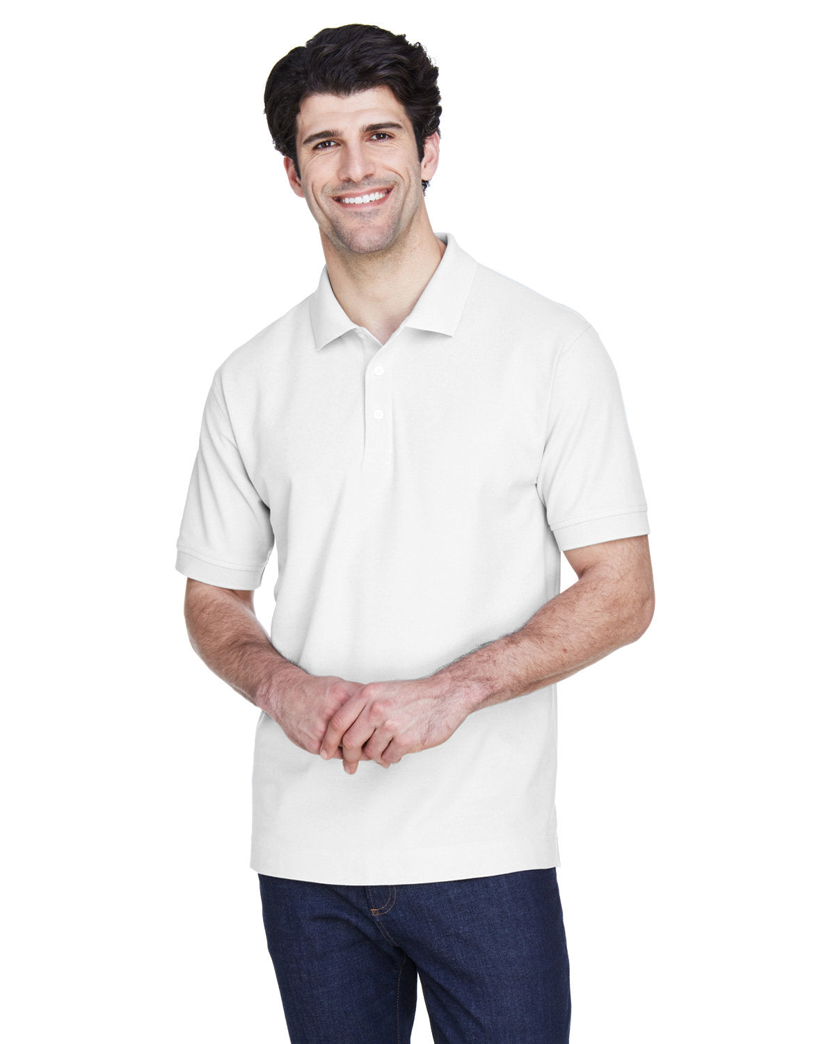  Devon & Jones Pima Pique Short-Sleeve Polo-Men's Polos-Devon&Jones-White-S-Thread Logic
