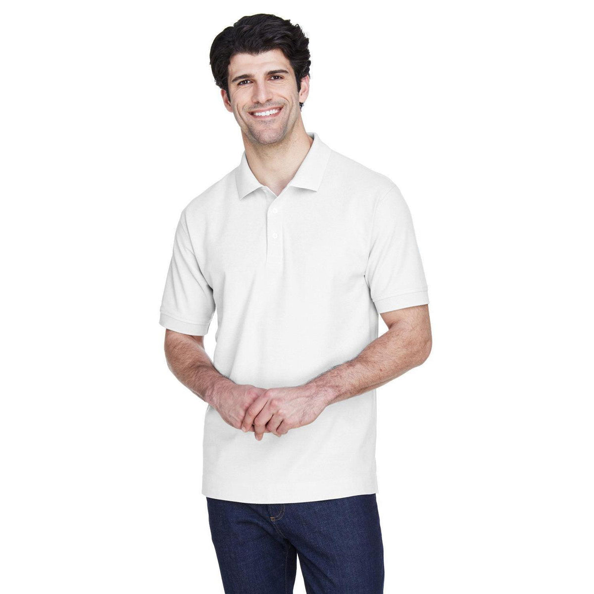 no-logo  Devon & Jones Pima Pique Short-Sleeve Polo-Men's Polos-Devon&Jones-White-S-Thread Logic