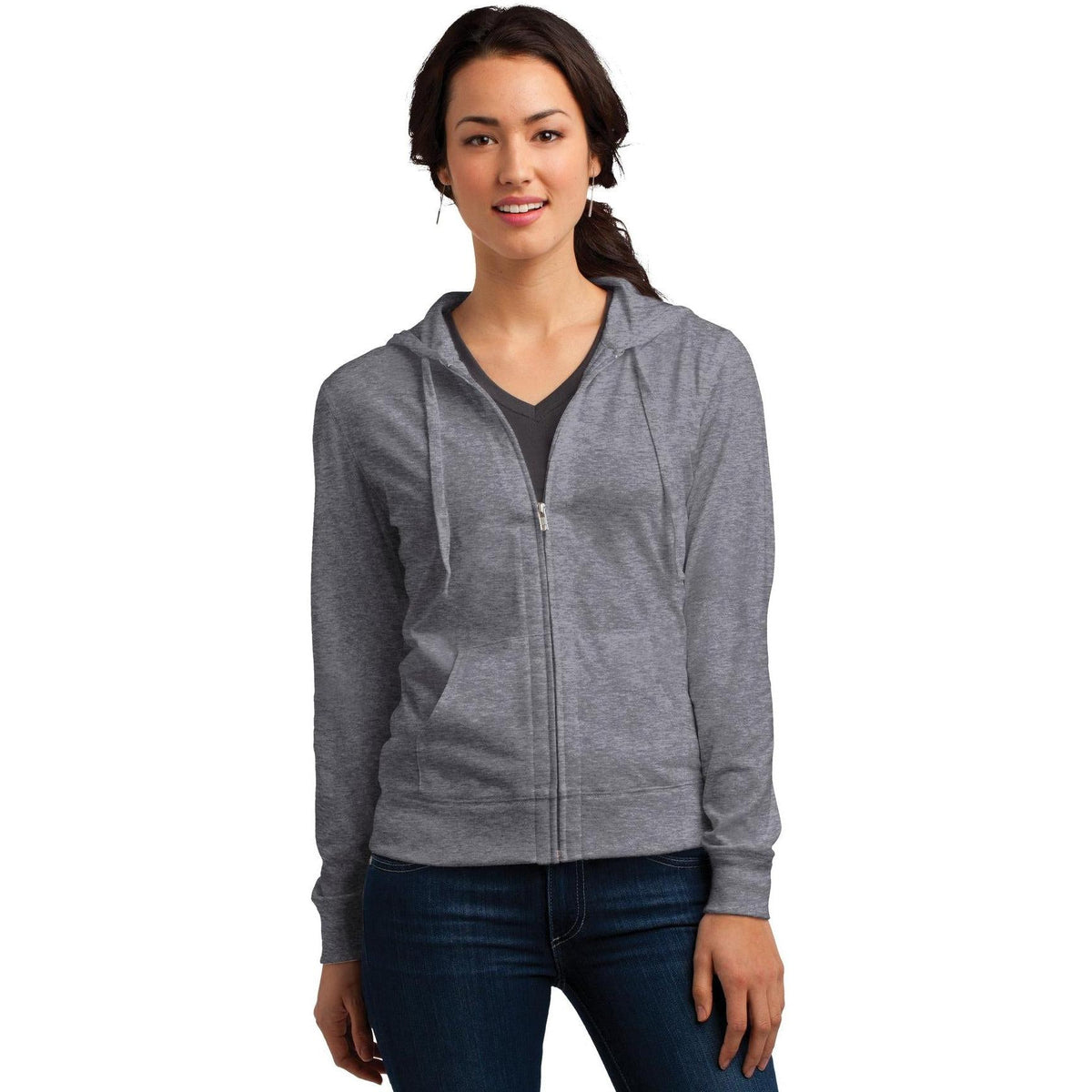 no-logo District Ladies Fitted Jersey Full-Zip Hoodie-Regular-District-Thread Logic