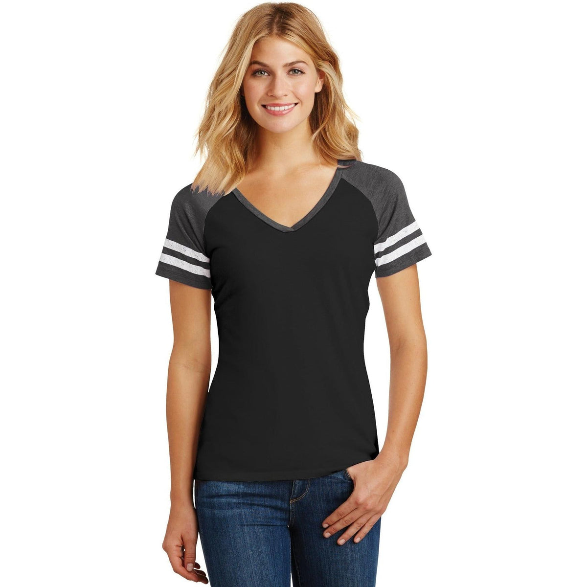 no-logo District Women's Game V-Neck Tee-Polos-District-Thread Logic