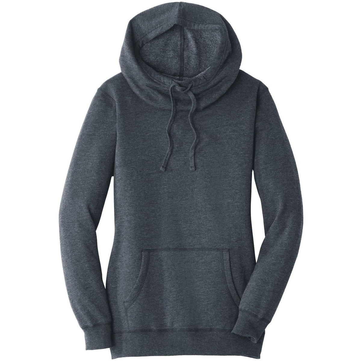 no-logo District Women's Lightweight Fleece Hoodie-Hoodies-District-Heathered Navy-XS-Thread Logic