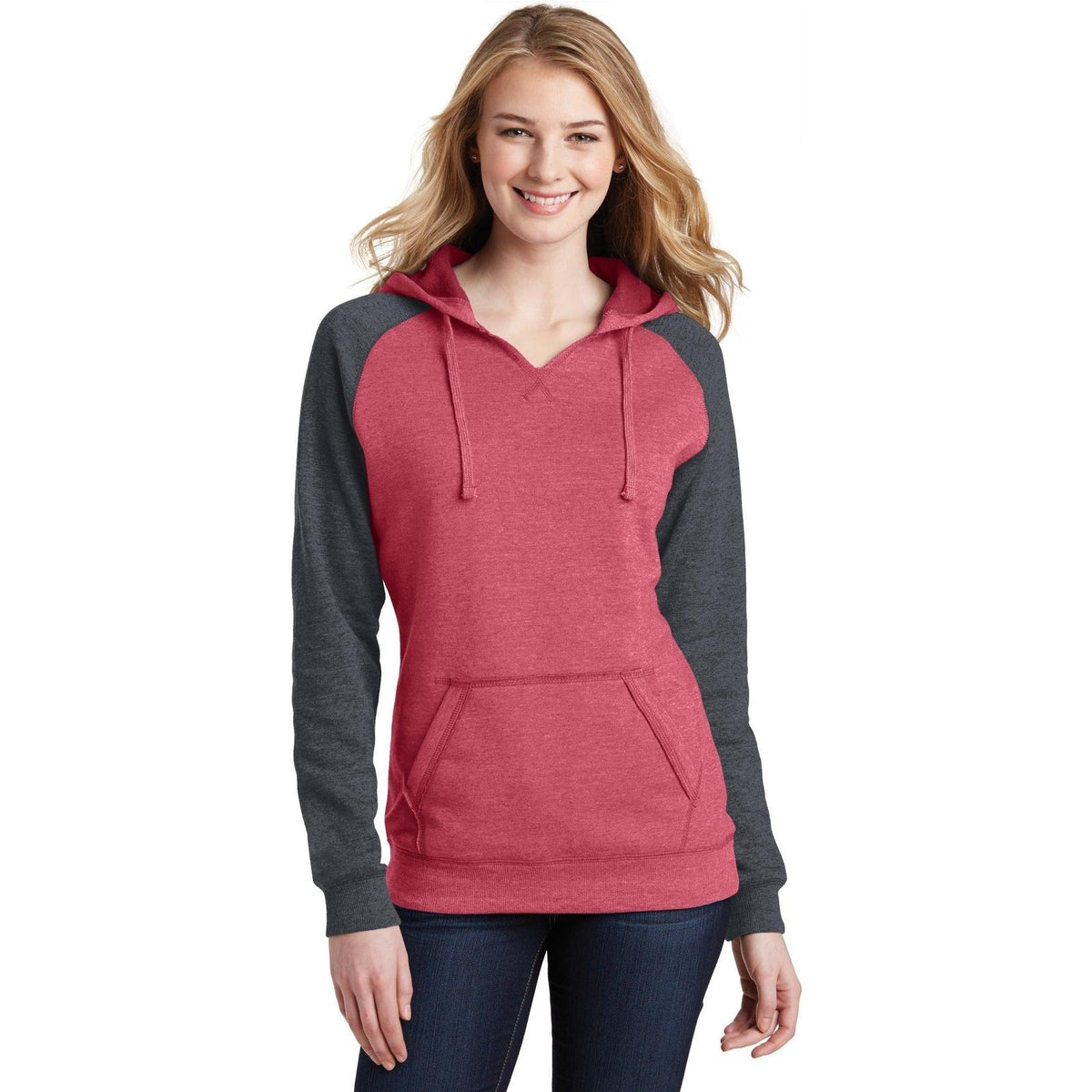 no-logo District Women's Lightweight Fleece Raglan Hoodie-Hoodies-District-Thread Logic