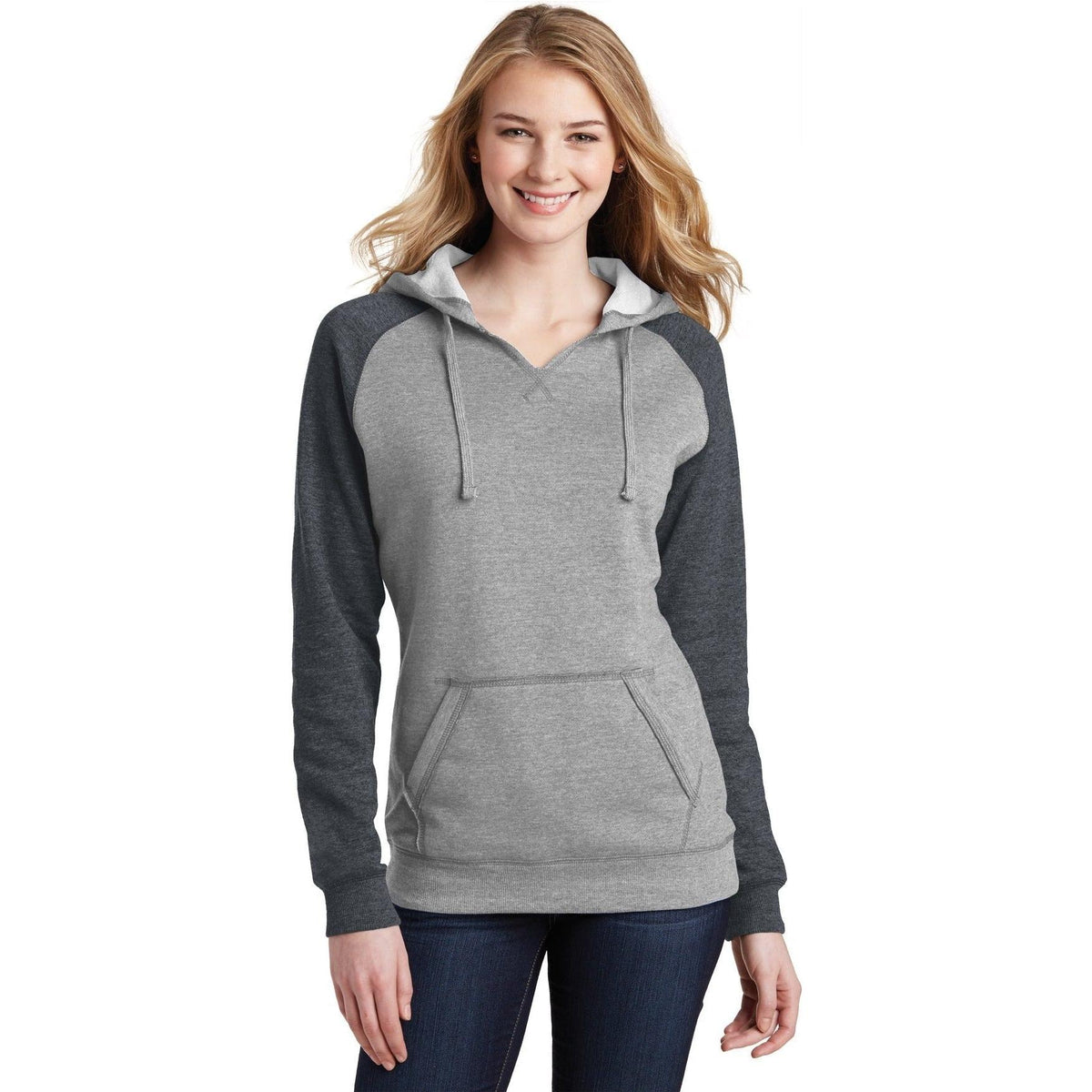 no-logo District Women's Lightweight Fleece Raglan Hoodie-Hoodies-District-Thread Logic