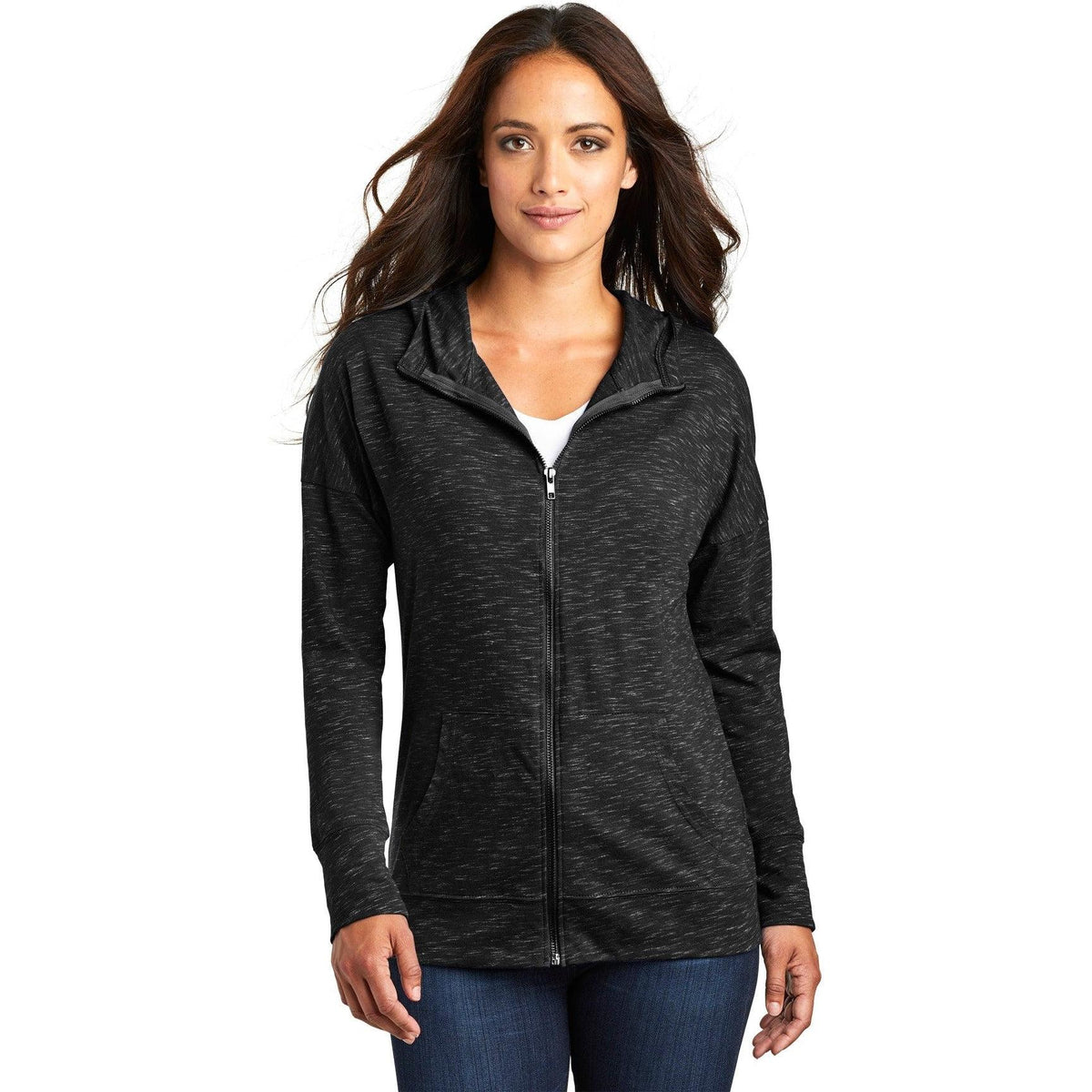 no-logo District Ladies Medal Full-Zip Hoodie-Regular-District-Thread Logic
