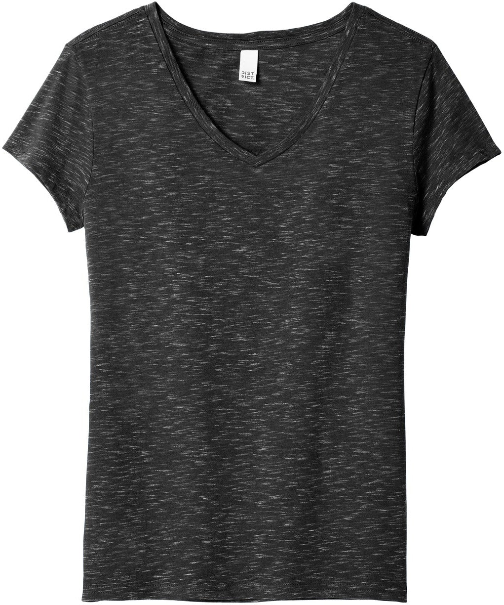 No-Logo CLOSEOUT - District Ladies Medal V-Neck Tee-Polos-District-Black-XS-Thread Logic