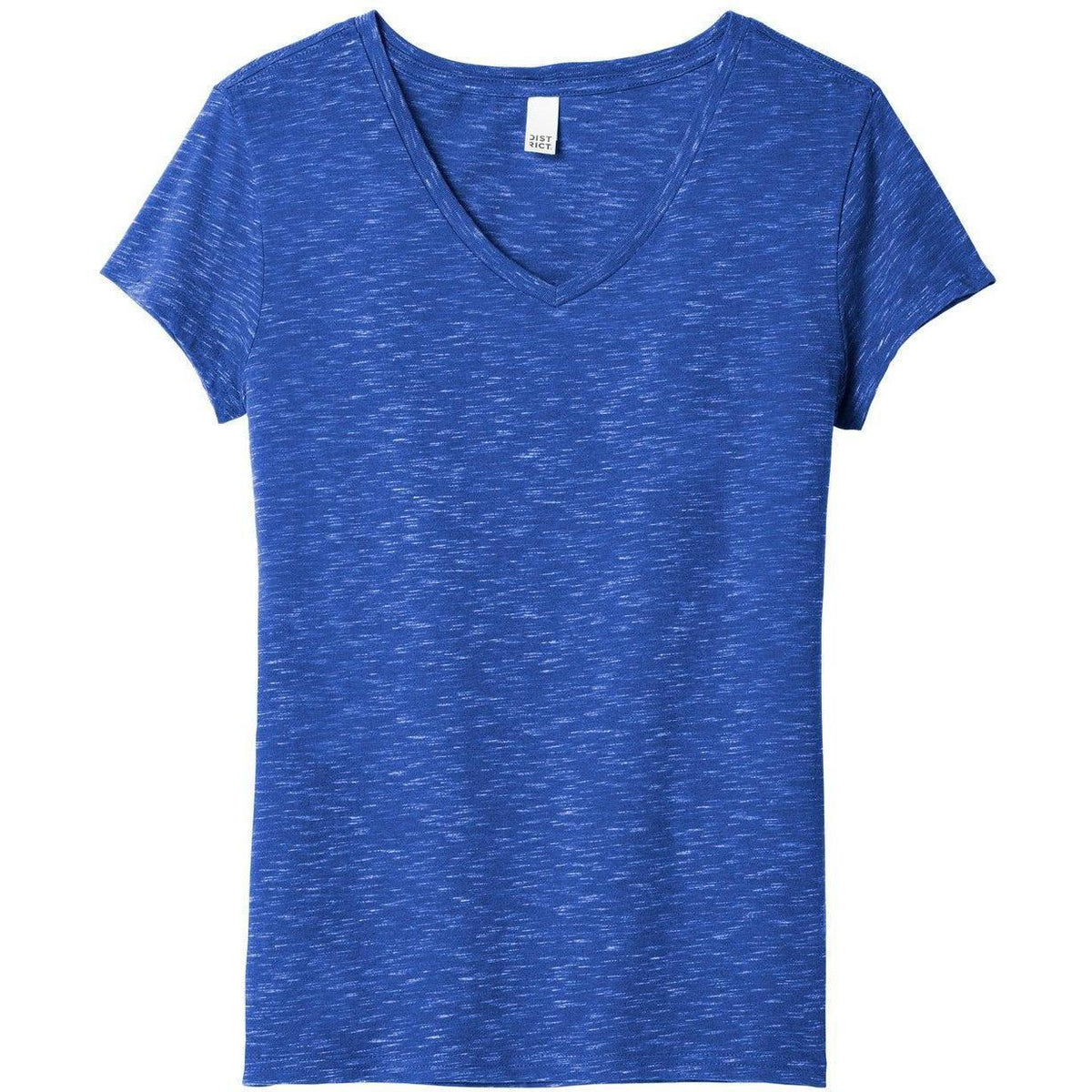 no-logo CLOSEOUT - District Ladies Medal V-Neck Tee-Polos-District-Deep Royal-XS-Thread Logic