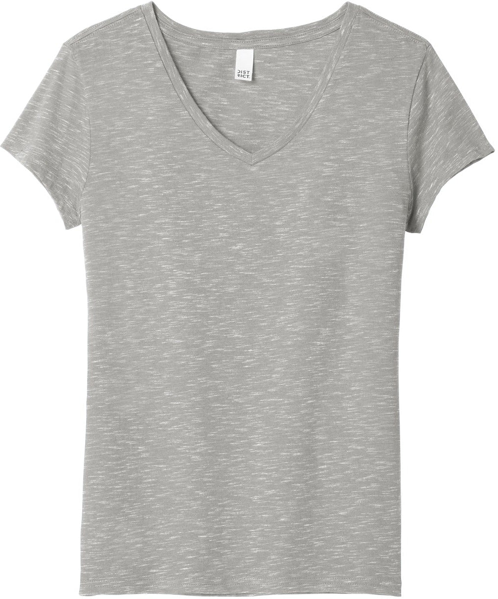 No-Logo CLOSEOUT - District Ladies Medal V-Neck Tee-Polos-District-Light Grey-XS-Thread Logic