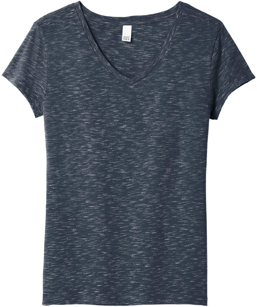 No-Logo CLOSEOUT - District Ladies Medal V-Neck Tee-Polos-District-New Navy-XS-Thread Logic