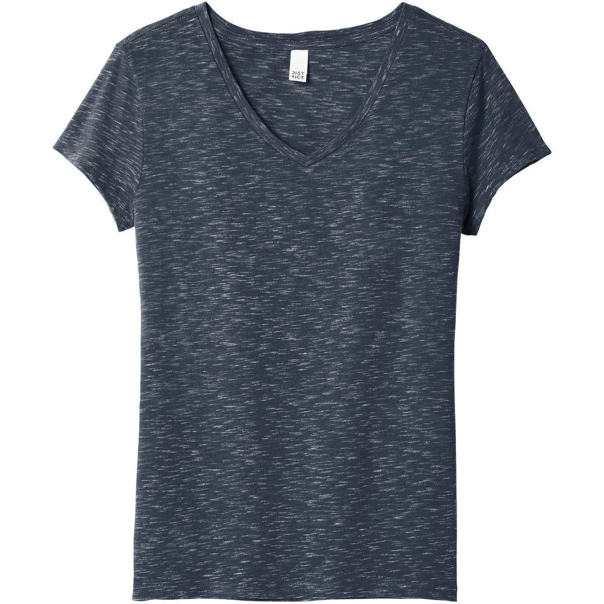 no-logo CLOSEOUT - District Ladies Medal V-Neck Tee-Polos-District-New Navy-XS-Thread Logic