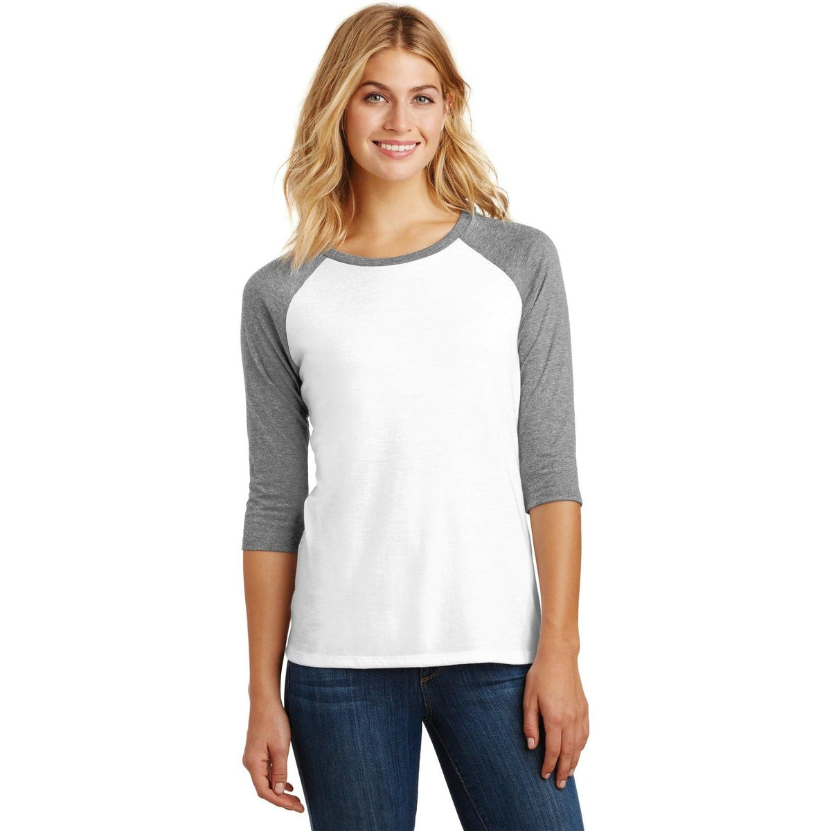 no-logo District Women's Perfect Tri 3/4-Sleeve Raglan-Regular-District-Thread Logic