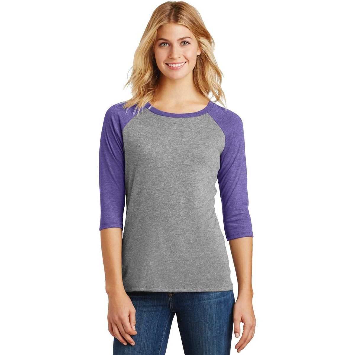 no-logo District Women's Perfect Tri 3/4-Sleeve Raglan-Regular-District-Thread Logic