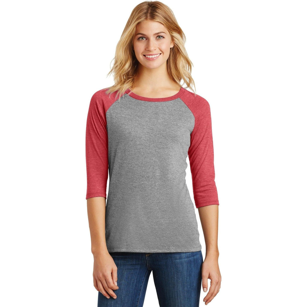 no-logo District Women's Perfect Tri 3/4-Sleeve Raglan-Regular-District-Thread Logic
