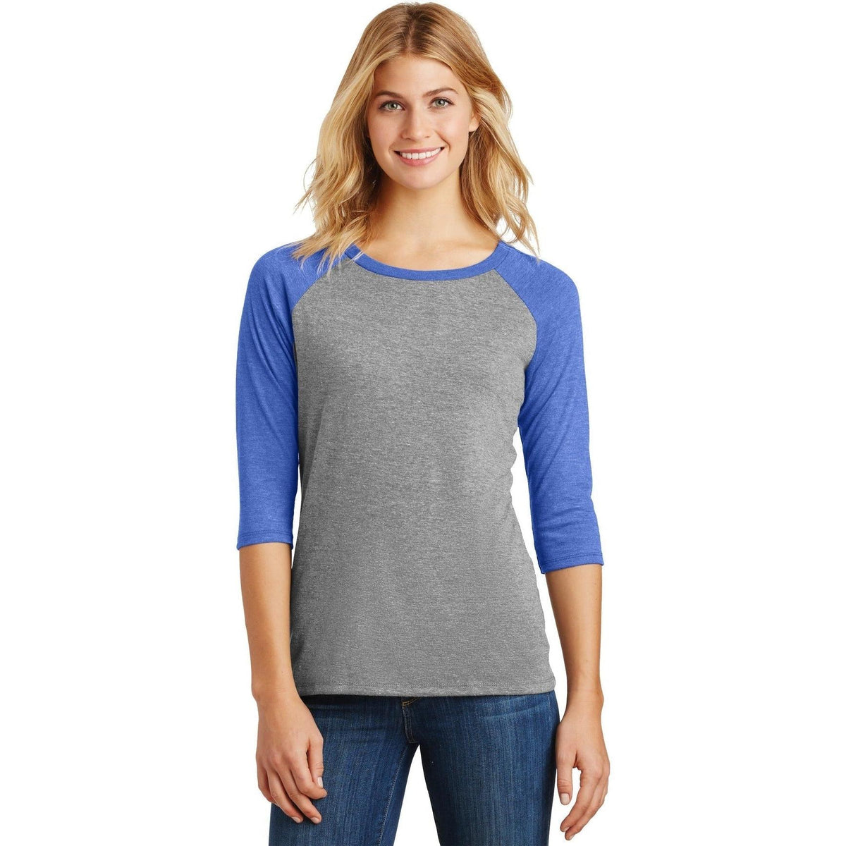 no-logo District Women's Perfect Tri 3/4-Sleeve Raglan-Regular-District-Thread Logic