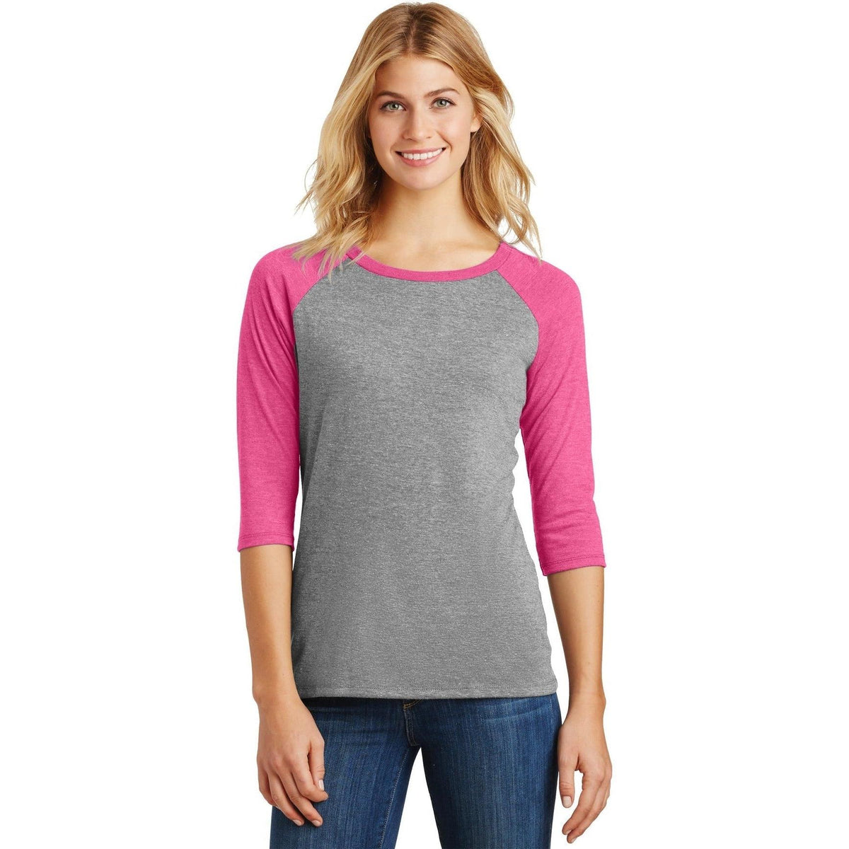 no-logo District Women's Perfect Tri 3/4-Sleeve Raglan-Regular-District-Thread Logic