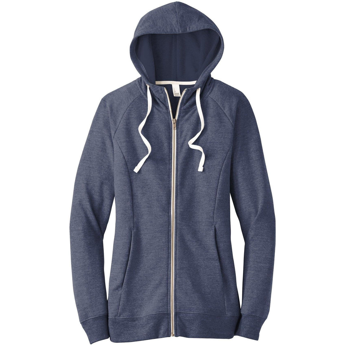 no-logo District Women's Perfect Tri French Terry Full-Zip Hoodie-Full Zips-District-New Navy-XS-Thread Logic