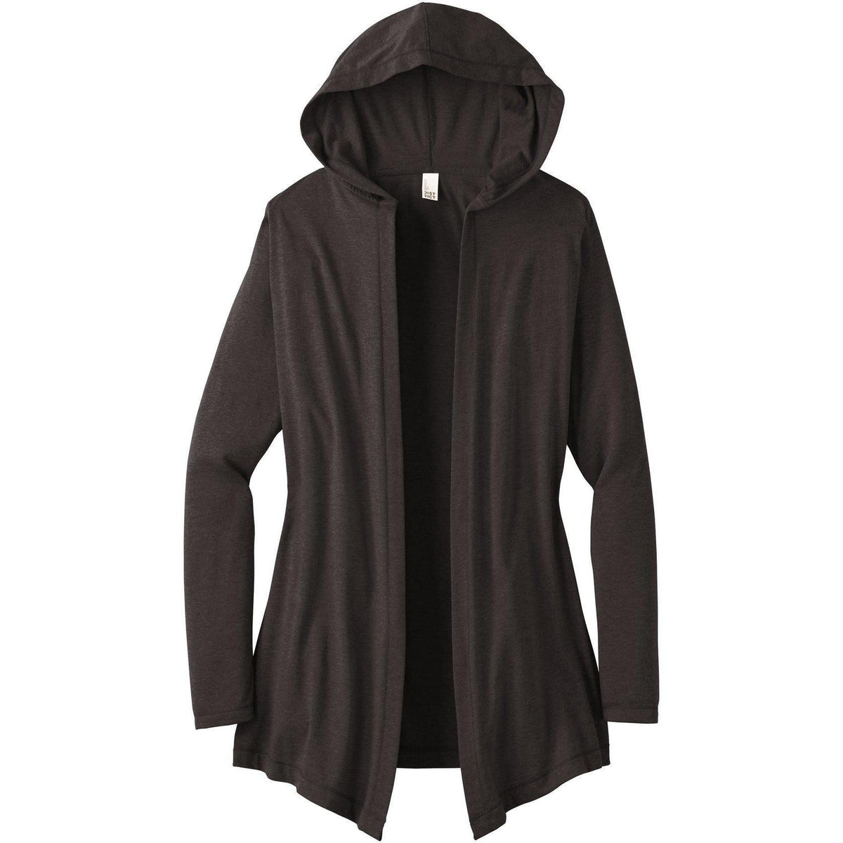 no-logo District Women's Perfect Tri Hooded Cardigan-Sweaters-District-Black Frost-XS-Thread Logic