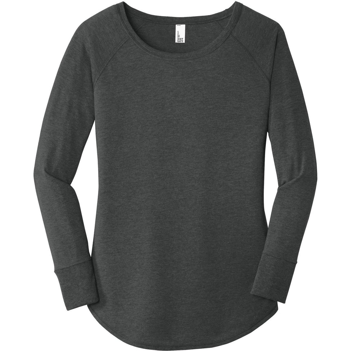 no-logo District Women's Perfect Tri Long Sleeve Tunic Tee-Regular-District-Black Frost-XS-Thread Logic