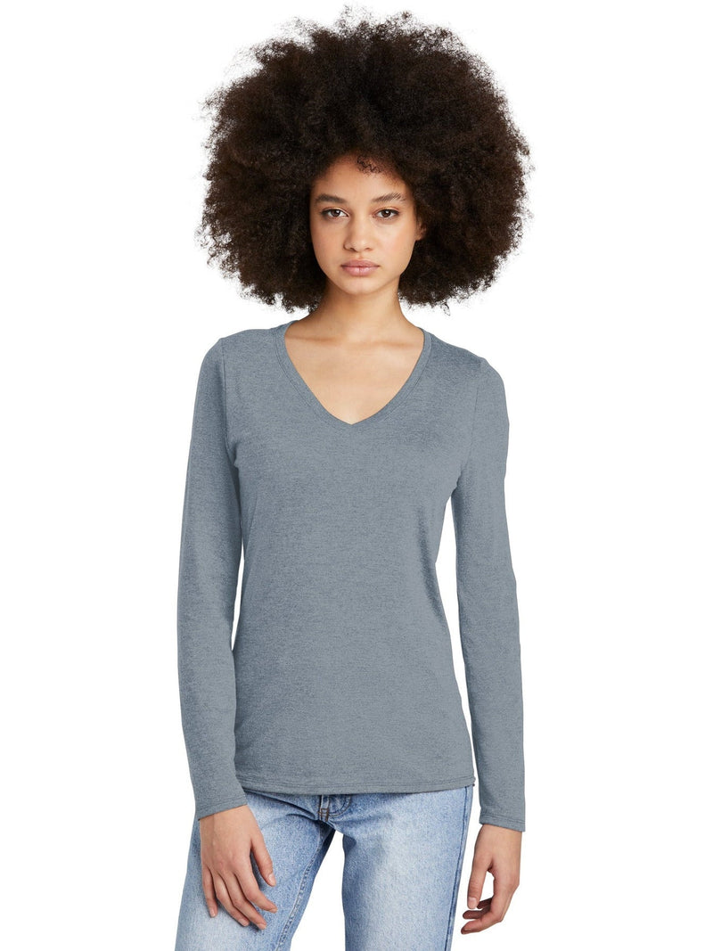 no-logo District Ladies Perfect Tri Long Sleeve V-Neck Tee-Regular-District-Thread Logic