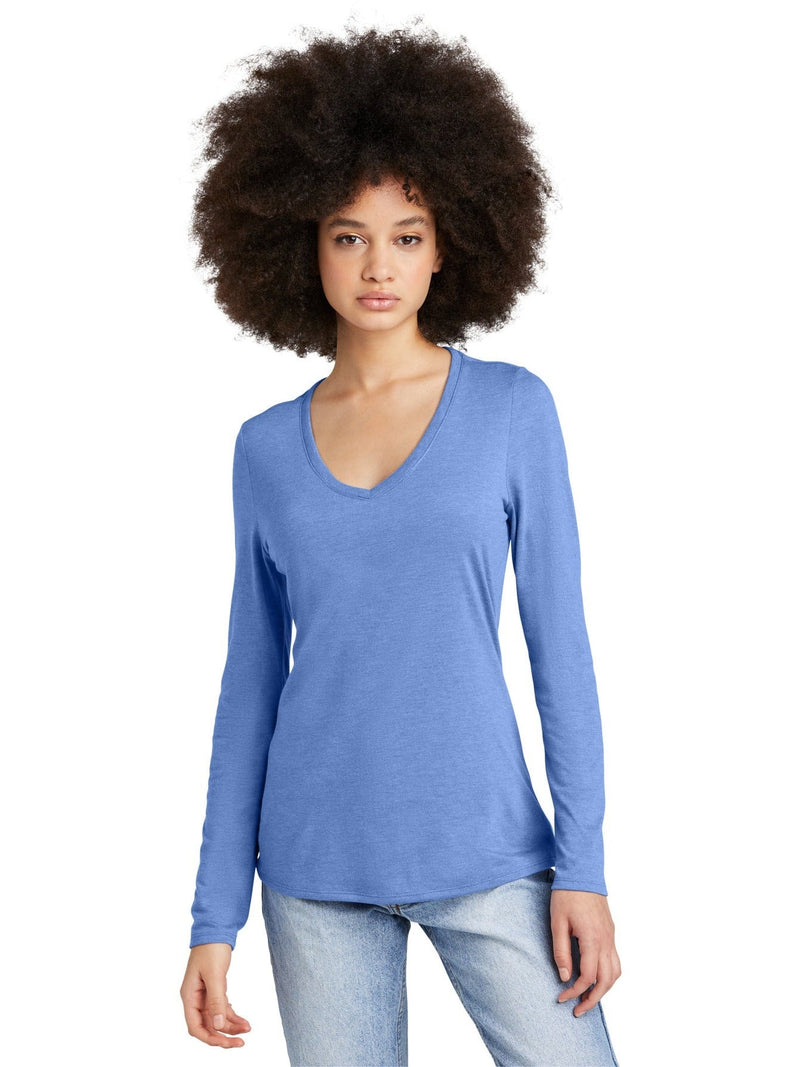 no-logo District Ladies Perfect Tri Long Sleeve V-Neck Tee-Regular-District-Thread Logic