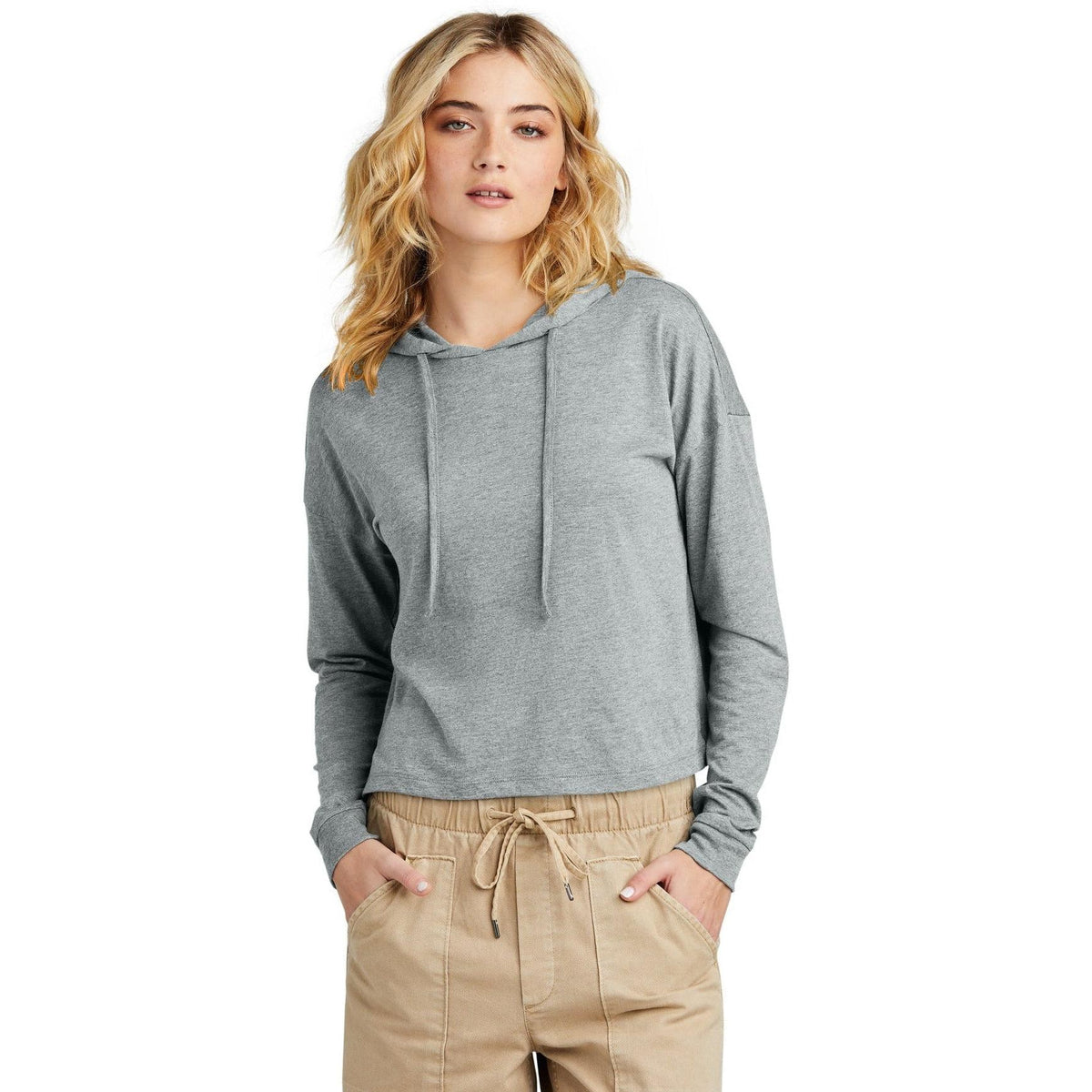 no-logo District Ladies Perfect Tri Midi Long Sleeve Hoodie-New-District-Thread Logic