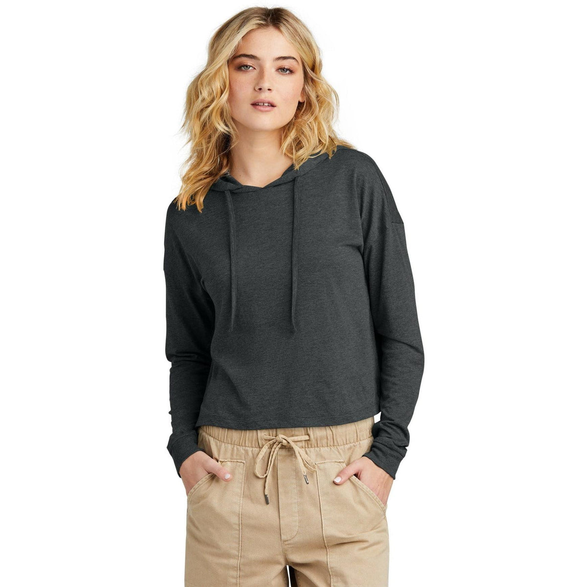 no-logo District Ladies Perfect Tri Midi Long Sleeve Hoodie-New-District-Thread Logic