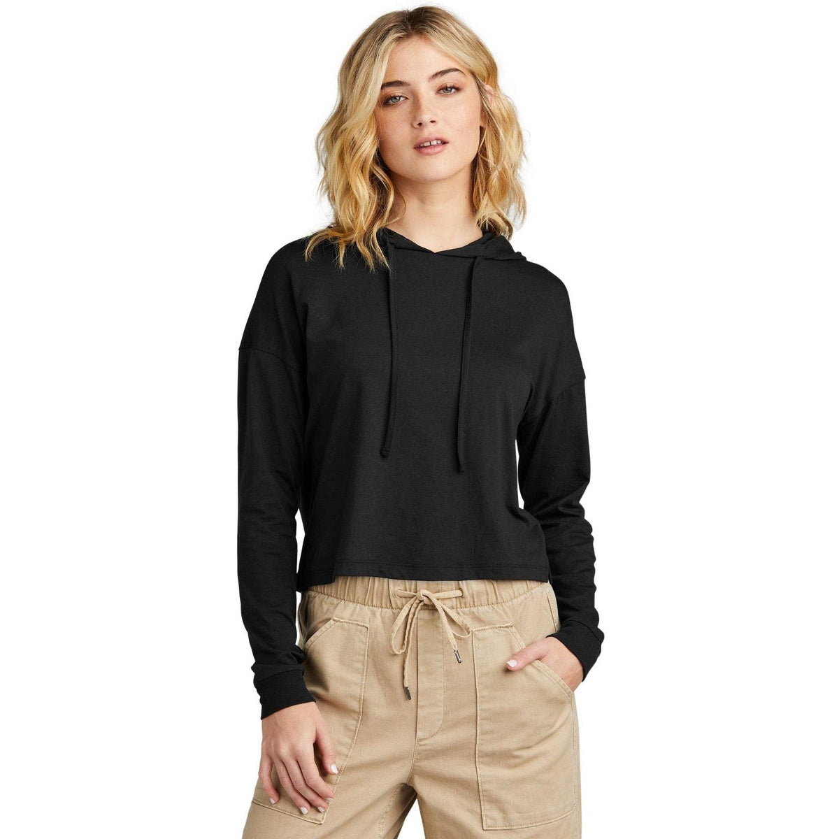 no-logo District Ladies Perfect Tri Midi Long Sleeve Hoodie-New-District-Thread Logic