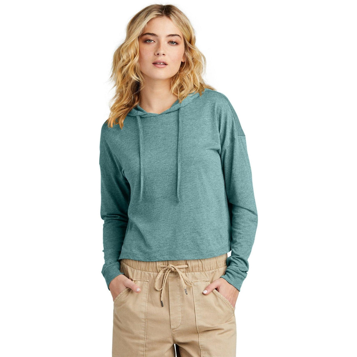 no-logo District Ladies Perfect Tri Midi Long Sleeve Hoodie-New-District-Thread Logic