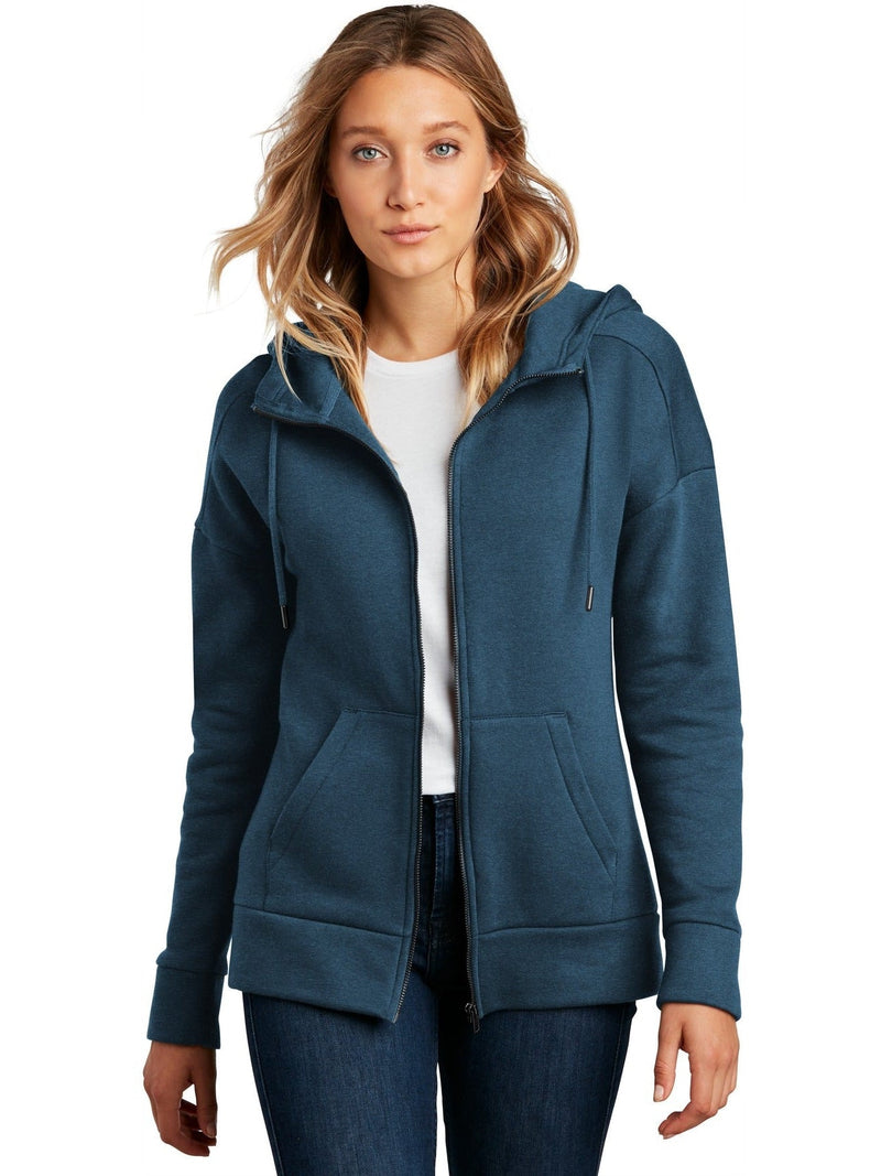 no-logo District Ladies Perfect Weight Fleece Drop Shoulder Full-Zip Hoodie-Regular-District-Thread Logic