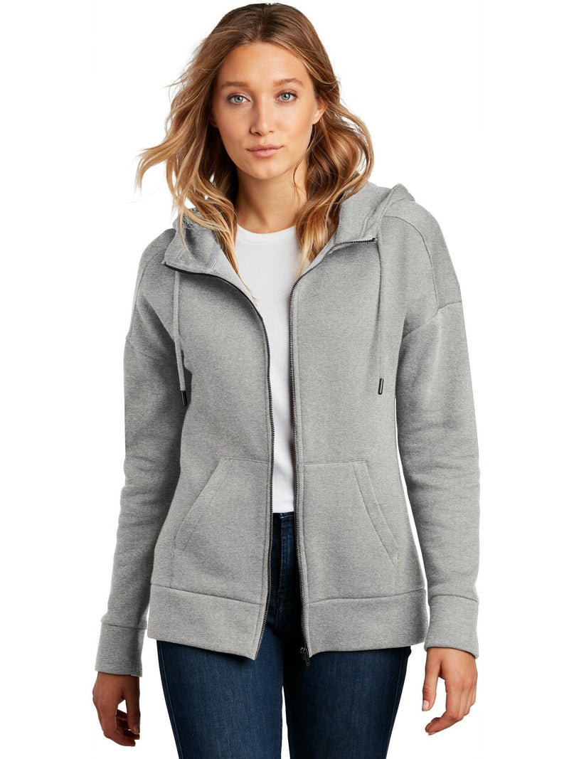 no-logo District Ladies Perfect Weight Fleece Drop Shoulder Full-Zip Hoodie-Regular-District-Thread Logic