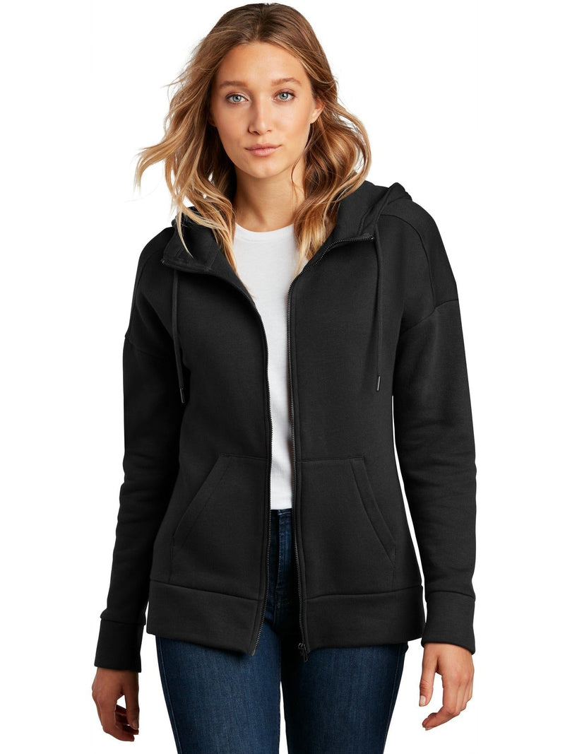 no-logo District Ladies Perfect Weight Fleece Drop Shoulder Full-Zip Hoodie-Regular-District-Thread Logic