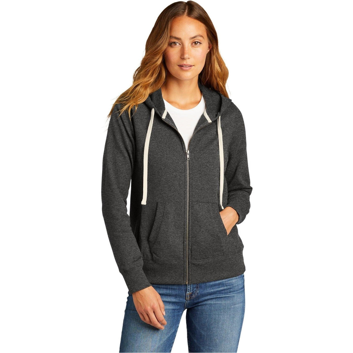 no-logo District Ladies Re-Fleece Full-Zip Hoodie-Regular-District-Thread Logic
