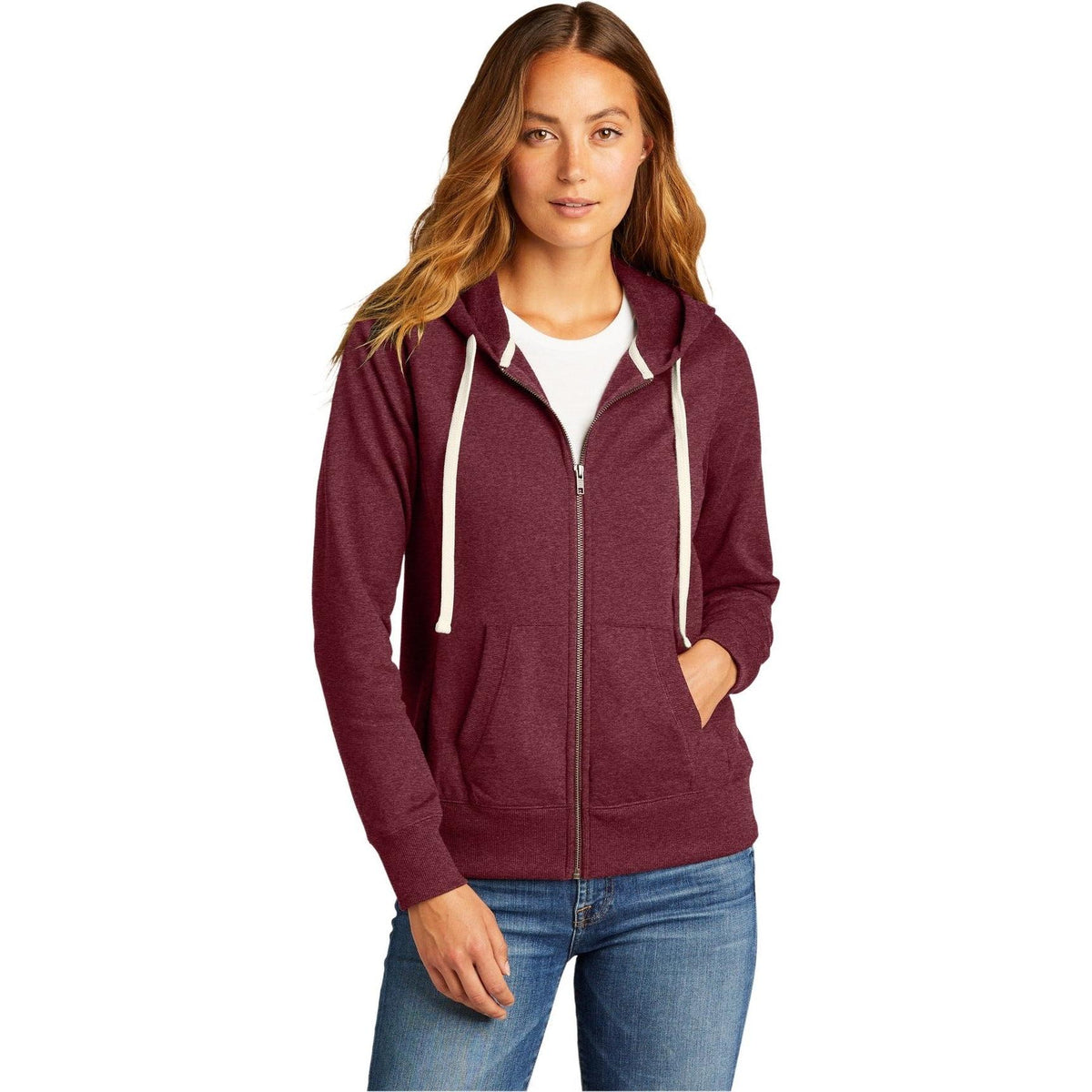 no-logo District Ladies Re-Fleece Full-Zip Hoodie-Regular-District-Thread Logic